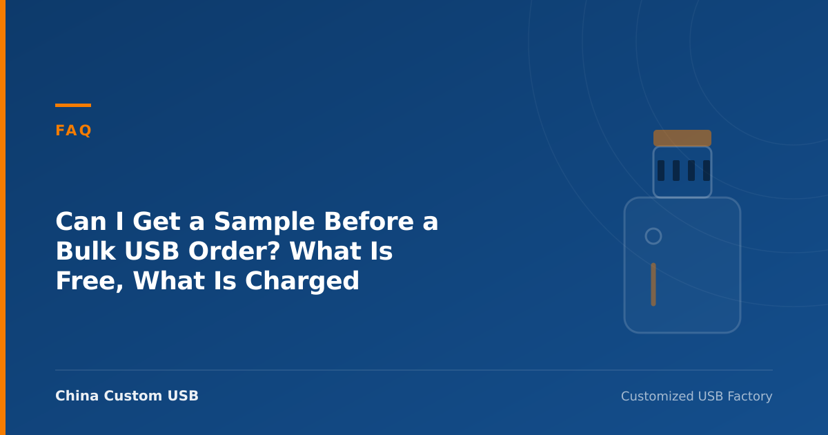 Three USB sample types side by side: stock, printed, and molded