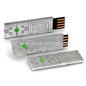 Metal usb stick with labyrinth embossed logo