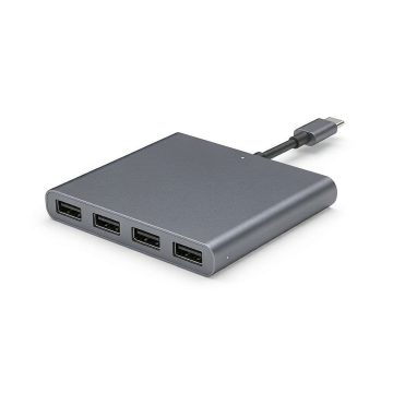 4-Port USB Hub with Flash Storage, Type-C Input