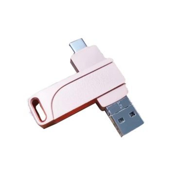 Dual-Connector Metal OTG USB Flash Drive with Swivel Band