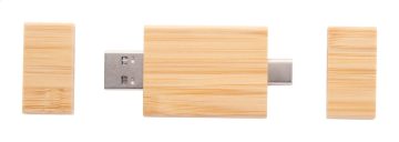 Dual Connector Bamboo USB Flash Drive with Magnetic Caps