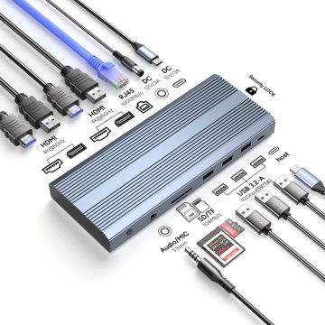 محطة إرساء USB-C 14 في 1 مع شاشة 4K مزدوجة