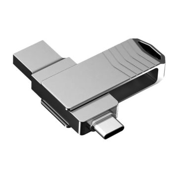Dual-Connector Metal Swivel USB Flash Drive