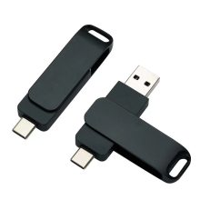Dual USB-A and USB-C Metal Flash Drive with Keyring Loop